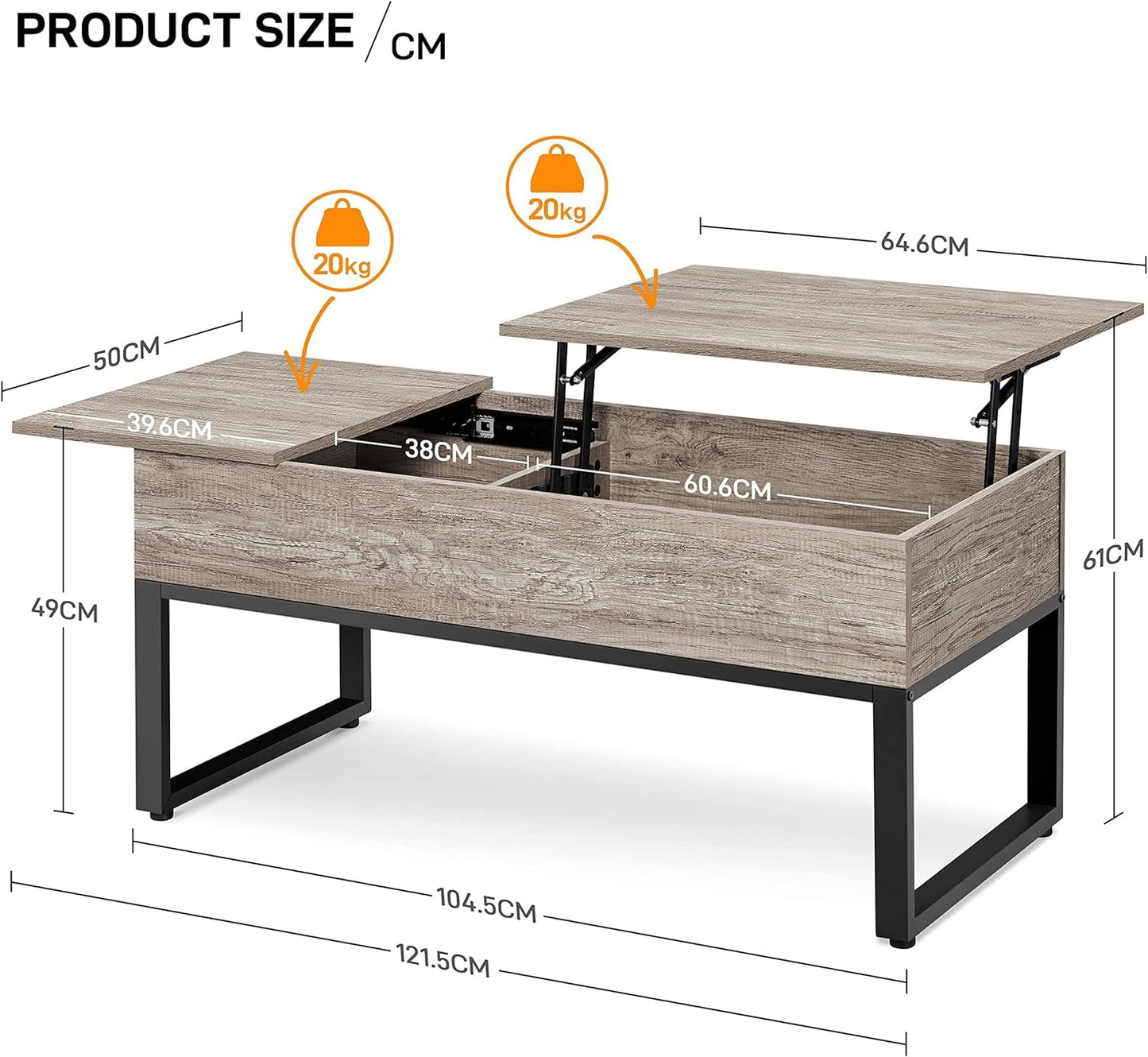 Masă de cafea Yaheetech Lift Top